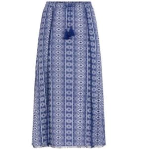 Carwash Style Double Slit front Blue Maxi Skirt
